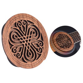 HUIOP Guitar Sound Hole Cover, Guitar Wooden Soundhole Sound Hole Cover Block Feedback Buffer Mahogany Wood for EQ Acoustic Folk Guitars