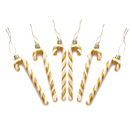 Pack of 6-13CM Glitter Candy Cane –Christmas Tree Hanging Decoration Bauble Xmas Ornament (Gold)