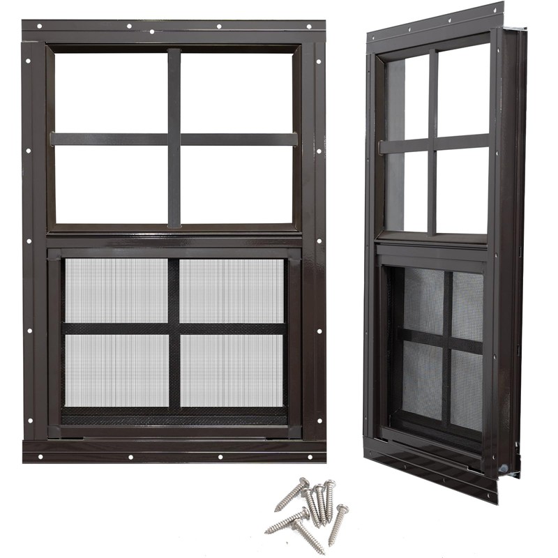 NeatiEase 2 Pack Shed Windows with Black Frame, 12x 18