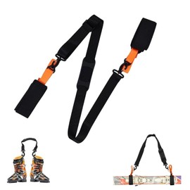 FAINCA Universal Ski Carry Strap, Adjustable Ski Strap, Ski Accessories, Velcro Strap for Easy Transport of Your Ski Equipment for Outdoor Activities in Winter, Black, Orange