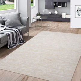 GarveeHome Solid Living Room Area Rug 8x10 Large Indoor Washable Rug Non Slip Low Pile Modern Solid Rug Throw Floor Cover Contemporary Rug Boho Accent Rug Carpet for Bedroom Home Decor, Cream