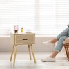 2 Sets Striped Grooved Nightstand with Solid Wood Storage Drawer,