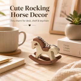 Cartoon Rocking Horse Figurine for Desk Decor – 3D Printed Miniature Swaying Horse Statue for Home, Office & Gift Giving