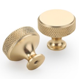 9BUILD 20 Pack 1.2 Inch Brushed Gold Cabinet Knobs Knurled Kitchen Cabinet Knobs Gold Drawer Knobs Round Dresser Knobs Kitchen Knobs for Cabinets Knobs for Cabinets and Drawers