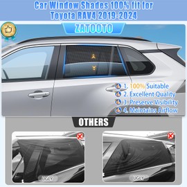 ZATOOTO Car Window Shades Toyota RAV4 2019-2024 for Rear Window | 2-Pack Baby & Pet Sun Shades | Blocks 99% UV & Heat | Breathable Mesh Privacy Screen | Bug-Free Design for Camping & Travel