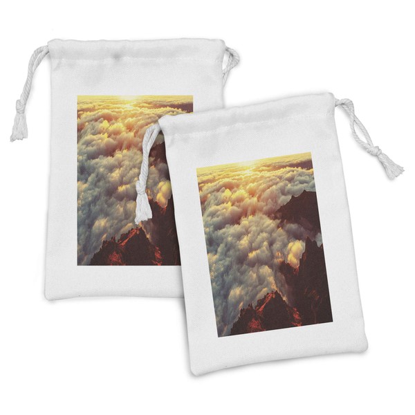 Ambesonne Clouds Fabric Pouch Set of 2, Sunset on the