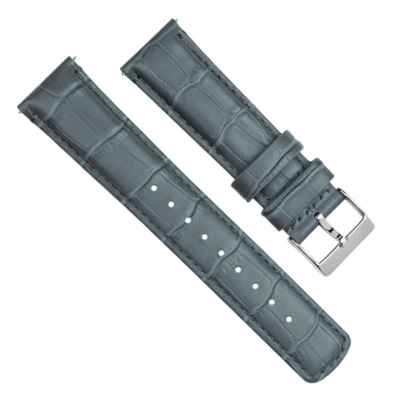 BARTON WATCH BANDS, 15mm Smoke Grey - Alligator Grain -