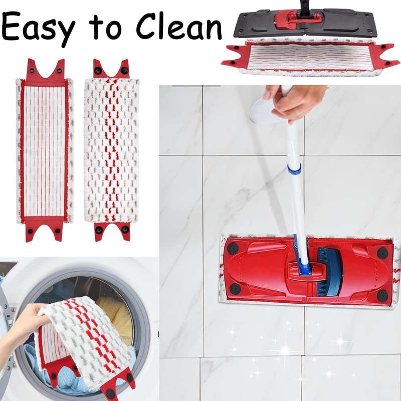 2 PCS Mop Head Replacement, Compatible Mops Pads Washable &