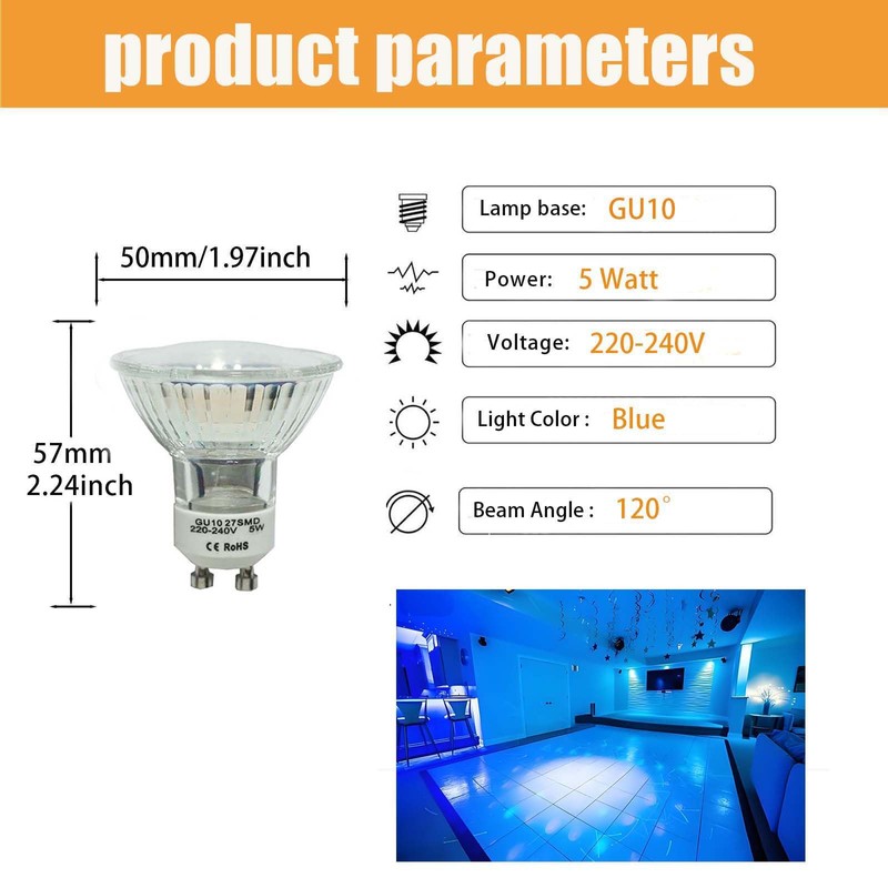 JQSLIGHT LED Landscape Lights,GU10 Blue LED Spotlight Bulbs 5W MR16