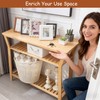 Nnewvante 38.6" Console Table, Bamboo Entryway Table with 3-Tier Storage