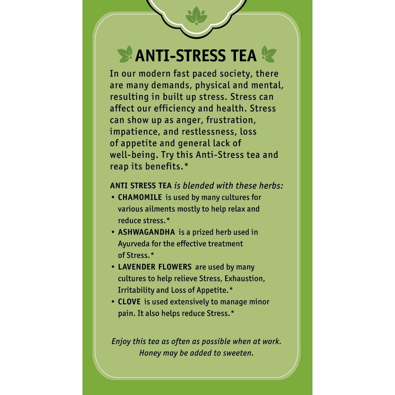 Herbal Cup Ayurveda Tea, Organic Anti-Stress, No Caffeine Herbal Supplement