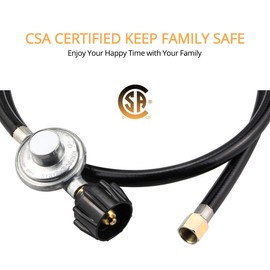 GASLAND Propane Regulator, Low Pressure Regulator with 5 Feet Propane Hose, CSA Certified QCC1 Type1 Connection Propane Gas Regulators for Propane Appliances Grill Camping Stove, Durability Safety