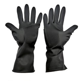2 pares de guantes de goma negra reutilizables, accesorios profesionales para teñir el cabello (2 pares, grandes, negros)