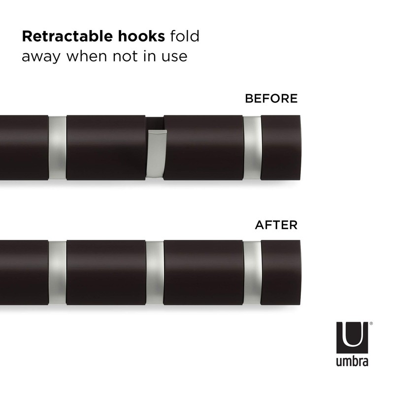 Umbra Flip Wall-Mounted Coat Rack with 5 Hooks – Modern,