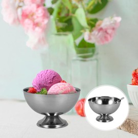 DOITOOL Stainless Steel Dessert Bowls Set of 3 Reusable Metal Ice Cream Cups for Salads Sundaes Puddings and Snacks Round Footed Fruit Serving Bowls 4.21X4.21X7.32 Inches