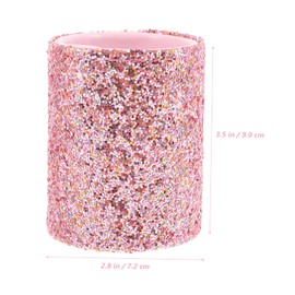 FRCOLOR Makeup Brush Organizer Case Small Makeup Brush Holder Pink Plastic Glitter Makeup Brush Case Makeup Brush Storage Bucket