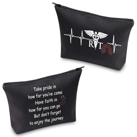 CMNIM RT Gifts Respiratory Therapist Gifts Bag RT Makeup Bag Cosmetic Pouch Respiratory Tech Gifts Travel Bag Toiletry Case Purse Organizer Zipper Bag (RT Gifts Bag Black)