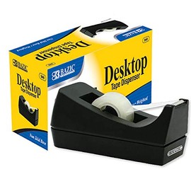 BAZIC Desktop Tape Dispenser 1" Core, Weighted Non-Skid Base, Sharpe Blade Tapes Holder for Office Home School, Dispenser Only, 12-Pack