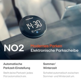 OOONO P-DISC NO2 - Electronic Parking Disc with Approval for Car - Automatic Digital Parking Disc Electric with Approval from KBA according to German Road Traffic Regulations - Electric Parking Meter