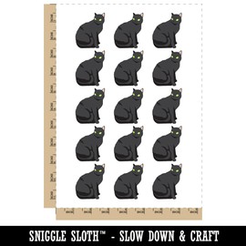 Cat Sitting Side Profile Solid Temporary Tattoo Water Resistant Fake Body Art Set Collection - 15 2" Tattoos (1 Sheet)