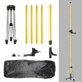 Huepar 12 Ft./3.7M Laser Level Pole LP36A with Tripod, 1/4-Inch to 20-Inch Laser Mount, Adjustable Telescoping Pole, Aluminum Material - Measure