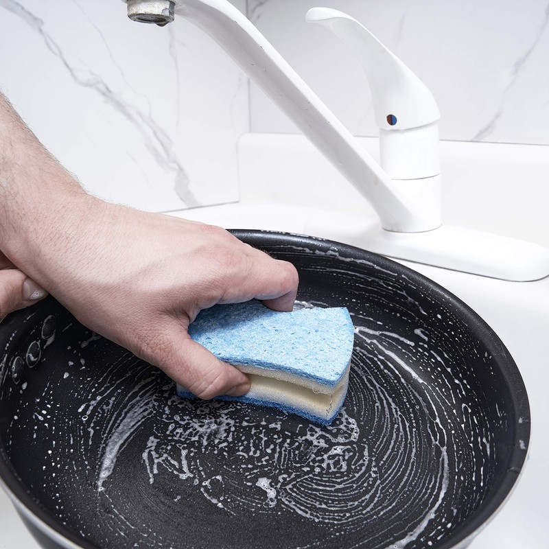 Non-Scratch Scrub Sponge with A Comfortable Grip, Heavy Duty Duel