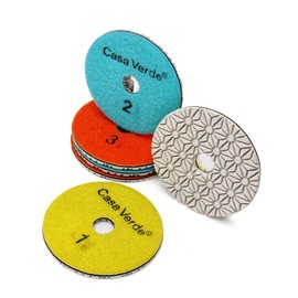 Casaverde 3 Step Diamond Polishing Pads 4 Inch Dry or Wet for Granite Marble