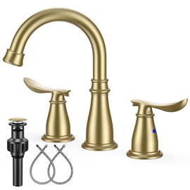 kicimpro Kicimpro 3 Hole Bathroom Faucet with Pop -Up Drain for Bayh, RV, Camper (Brushed Gold)