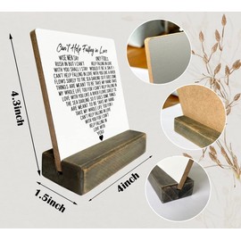 Can’t Help Falling in Love Wood Sign Gift, Plaque with Wooden Stand, Meaningful Wood Sign Plaque Gift, Gifts for Lover, Boyfriend/Girlfriend/Husband/Wife/Lovers on Birthday/Valentine's Day/Anniversary