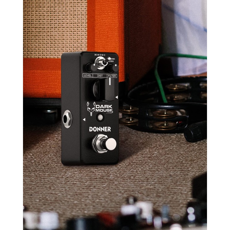 Donner Dark Mouse Distortion Pedal for Pedalboard Electric Guitar, 2