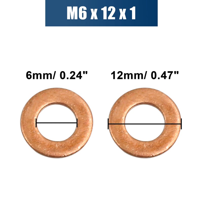 sourcing map 50 Pieces 6 mm Inner Diameter Copper Washers