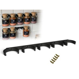Printari Spice Rack Wall Shelf for 5 Ankerkraut Cork Jars Spice Jars Including Mounting Material (Black, for 5 Spice Jars)