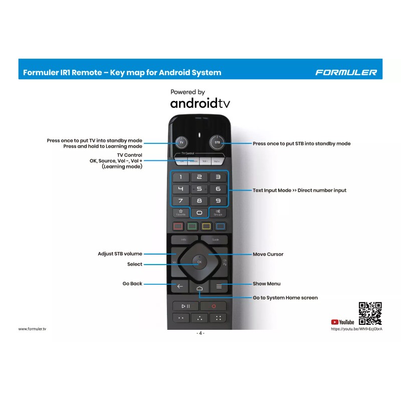 Formuler GTV-IR1 Hybrid Remote Control Works with all Formuler &