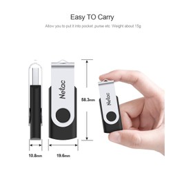 Netac 64GB USB 2.0 Flash Drive, Swivel Design Memory Sticks, Pen Drive, Usb Sticks for Data Storage, Zip Drive and jump Drive with LED Light