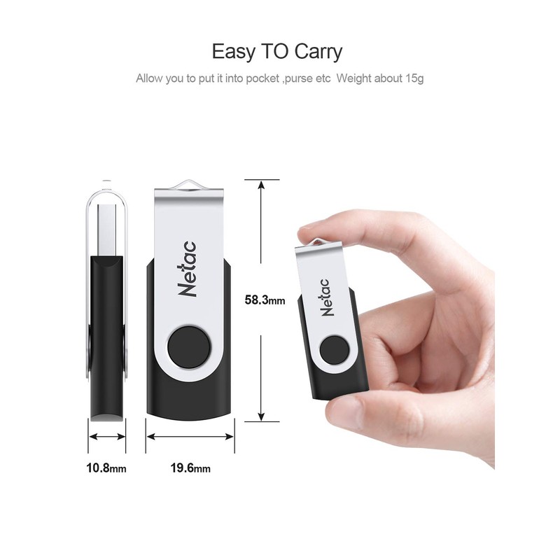 Netac 64GB USB 2.0 Flash Drive, Swivel Design Memory Sticks,