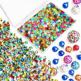 20000 PCS Loose Sequins Bulk Rainbow Cup Sequins 6MM Mixed Round Embroidery Sequins with Box Iridescent Sequins Spangles for Crafts Christmas Ball Wedding DIY Arts Sewing Dress Decoration