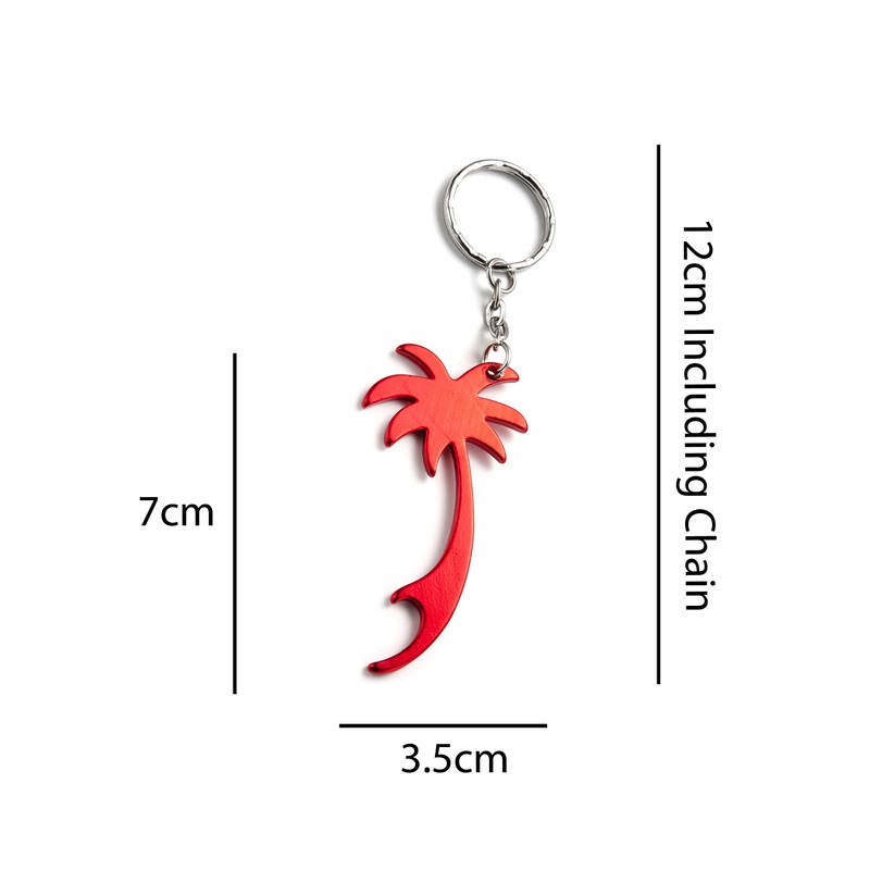 Komonee Palm Tree Red Keychain Bottle Opener Key Chain Metal