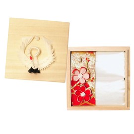 Lulu's Lulu's-1283 Crane Ring Pillow, Red, Wedding Band, Kimono, Solid White, Size (H x W x H): 4.7 x 4.7 x 2.8 inches (12 x 12 x 7 cm), Crane, Red