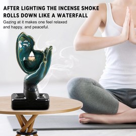 ZONSUSE Bust Statue Backflow Incense Burner, Ceramic Waterfall Incense Burner