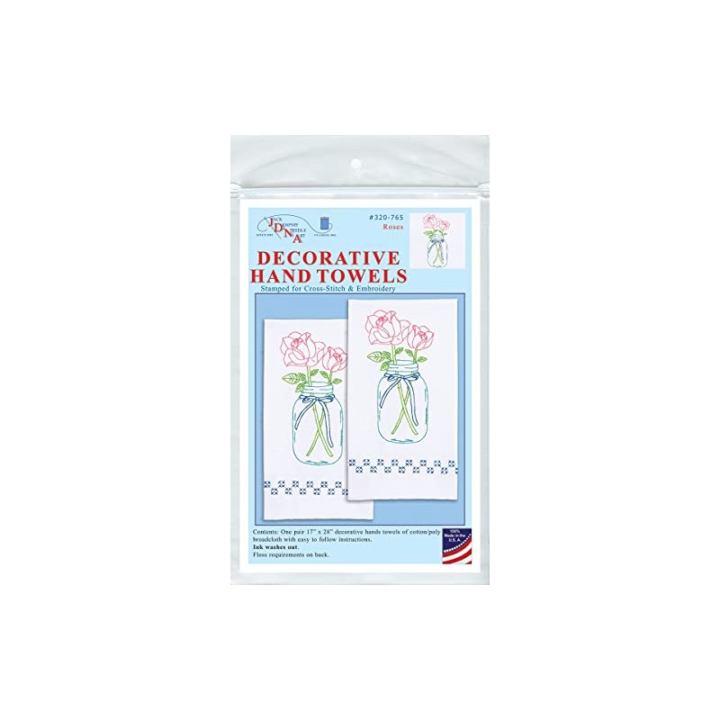 Jack Dempsey Needle Art Roses Decorative Hand Towel Pair