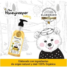 The Honey Keeper Baby Shampoo Chamomile & Honey 250 ml + The Honeykeepeer, Bathtime Arrival Care, 5 pzs 450 ML + Gel Capilar The Honeykeeper manzanilla y miel 200 ml