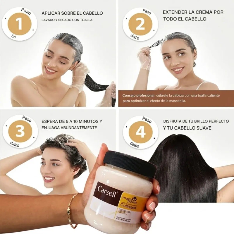 Carsell Colágeno Mascarilla Restauradora Para Cabello Dañado