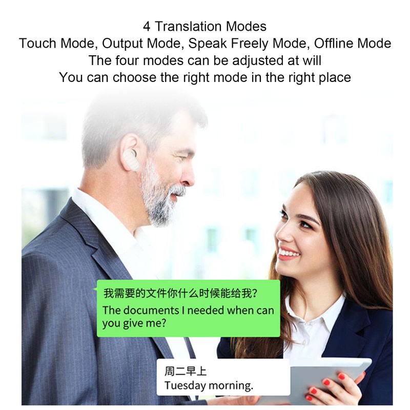 Language Translator Earbuds BT5.0 Noise Canceling 74 Languages 70 Accents