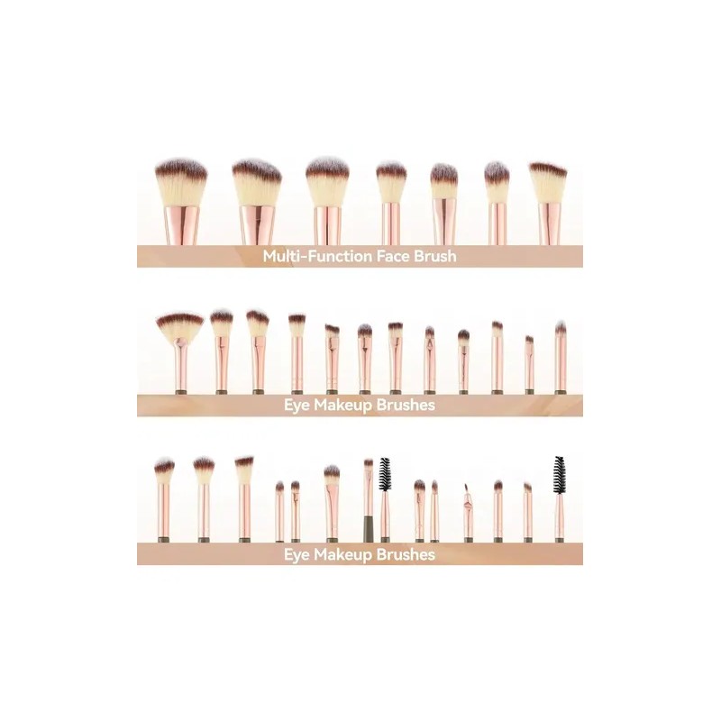 67pcs Brochas Maquillaje Profesional Esponjas Neceseres Rosa