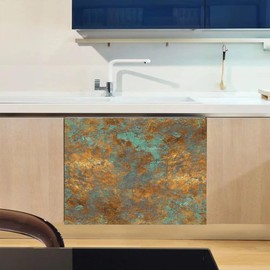 Dishwasher Magnet Cover, Retro Rusty Style Decorative Magnets Refrigerator Wrap Front Door Stickers, Home Appliances Decals 23inch W x 17inch H