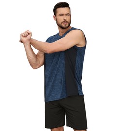 Rosyline Men's 4 Pack Workout Tank Tops Quick Dry Gym Muscle Tee Bodybuilding Fitness Sleeveless Shirts Black/Grey/Navy/Wine Red L