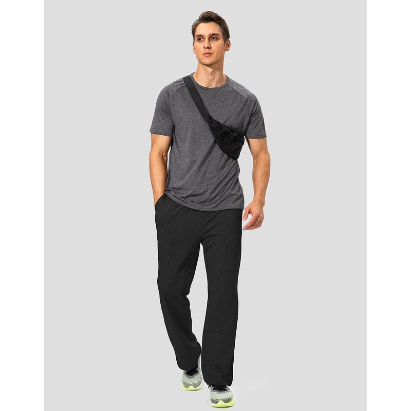 Pudolla Men's Cotton Yoga Sweatpants Athletic Lounge Pants Open Bottom