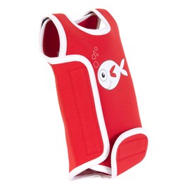 Swimbest Baby Wetsuit - A Neoprene Baby Swimming Costume/Baby Wrap for 0-24 Months with 50+ UV Protection (Red Fish, 0-6 Months)