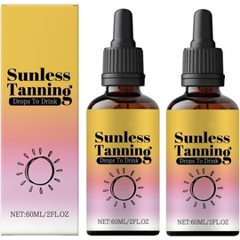 Sunless Self Tanning Drops (2 Stück), bräunungstropfen zum einnehmen, Bräunungstropfen zum Trinken, Selbstbräuner Gesicht und Körper, Natürlichen Steigerung des Melanins