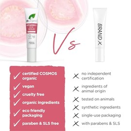 Dr. Organic Vitamin C Eye Serum | Brightening & Illuminating for Dull Under Eyes, Vegan, Natural, Cruelty-Free, Paraben & SLS-Free, Certified Organic,